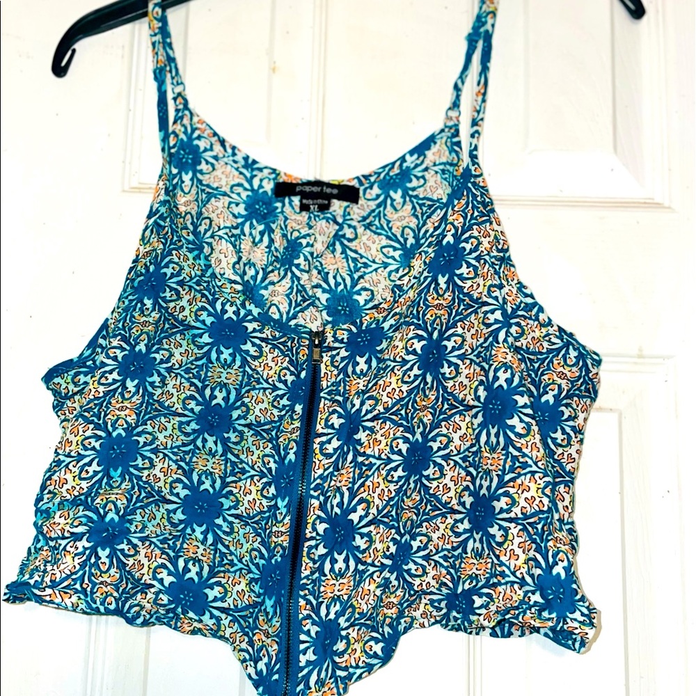 Paper Tee Crop T-Strap Top